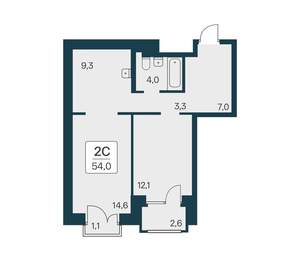 2-к квартира, вторичка, 54м2, 11/21 этаж