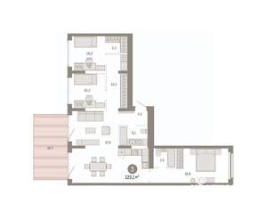 3-к квартира, вторичка, 123м2, 1/8 этаж