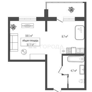 1-к квартира, вторичка, 31м2, 13/17 этаж