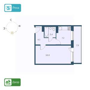 1-к квартира, вторичка, 39м2, 7/17 этаж