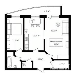 2-к квартира, вторичка, 65м2, 2/24 этаж