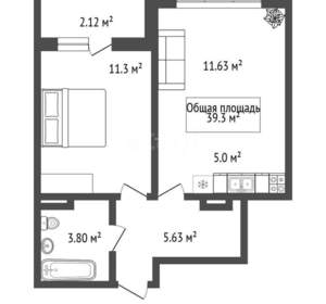 2-к квартира, вторичка, 39м2, 8/18 этаж