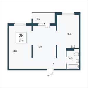 2-к квартира, вторичка, 63м2, 15/17 этаж