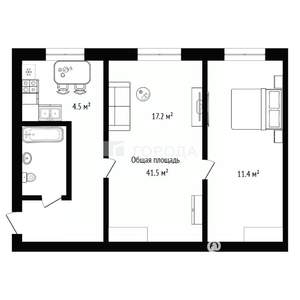 2-к квартира, вторичка, 42м2, 1/3 этаж
