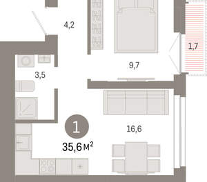 1-к квартира, вторичка, 36м2, 19/23 этаж
