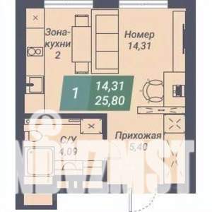 Студия квартира, вторичка, 26м2, 22/23 этаж