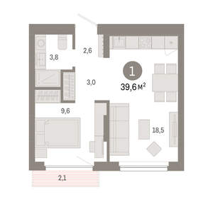 1-к квартира, вторичка, 40м2, 6/12 этаж