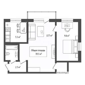 2-к квартира, вторичка, 39м2, 2/2 этаж