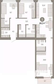 3-к квартира, вторичка, 89м2, 5/23 этаж