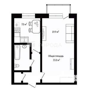 1-к квартира, вторичка, 33м2, 4/9 этаж