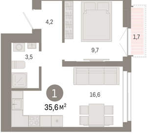 1-к квартира, вторичка, 36м2, 19/23 этаж