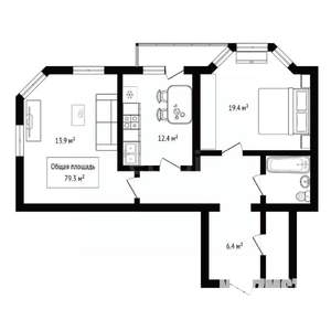 2-к квартира, вторичка, 79м2, 1/9 этаж