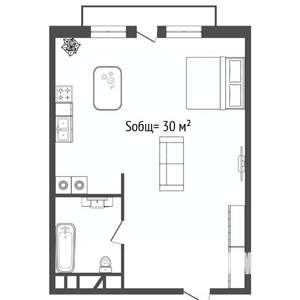 Студия квартира, вторичка, 30м2, 7/23 этаж
