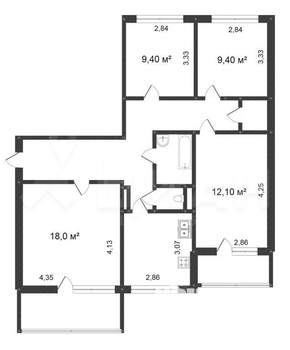 4-к квартира, вторичка, 77м2, 9/10 этаж