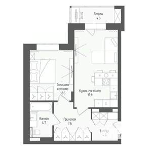 2-к квартира, вторичка, 50м2, 13/18 этаж