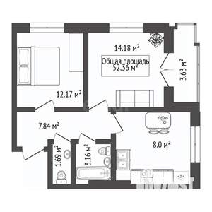 2-к квартира, вторичка, 52м2, 6/25 этаж