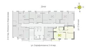 3-к квартира, строящийся дом, 70м2, 4/25 этаж
