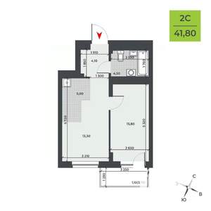 2-к квартира, вторичка, 42м2, 11/21 этаж