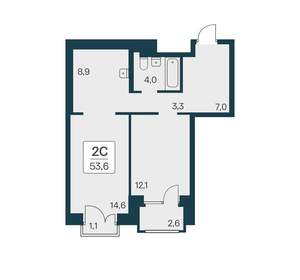 2-к квартира, вторичка, 54м2, 6/21 этаж