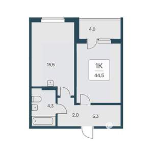 1-к квартира, вторичка, 45м2, 9/17 этаж