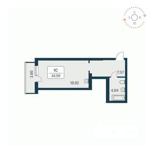 Студия квартира, вторичка, 35м2, 18/27 этаж