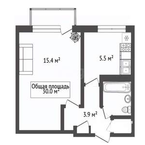 1-к квартира, вторичка, 30м2, 2/5 этаж