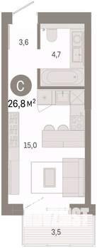 Студия квартира, вторичка, 27м2, 12/14 этаж