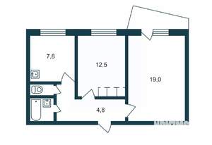 2-к квартира, вторичка, 56м2, 2/3 этаж
