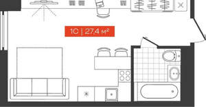 Студия квартира, вторичка, 27м2, 9/18 этаж