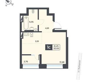 1-к квартира, вторичка, 33м2, 5/25 этаж
