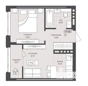 1-к квартира, вторичка, 31м2, 6/8 этаж