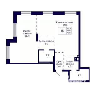 1-к квартира, вторичка, 80м2, 1/10 этаж