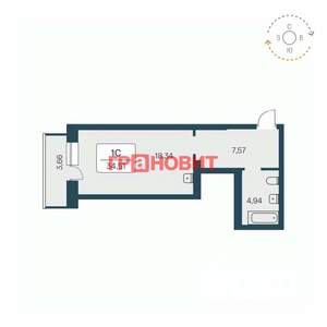 1-к квартира, вторичка, 34м2, 15/27 этаж