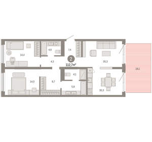 2-к квартира, вторичка, 113м2, 1/15 этаж