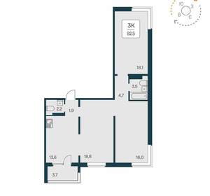 3-к квартира, вторичка, 83м2, 12/17 этаж