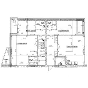 3-к квартира, строящийся дом, 116м2, 4/16 этаж