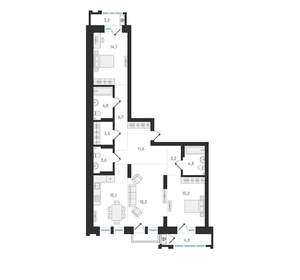 3-к квартира, вторичка, 101м2, 18/20 этаж