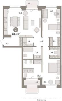 2-к квартира, вторичка, 109м2, 4/11 этаж