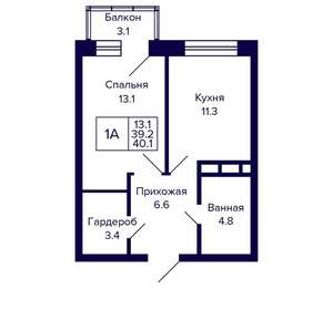 1-к квартира, вторичка, 40м2, 8/23 этаж