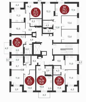 3-к квартира, вторичка, 79м2, 8/12 этаж