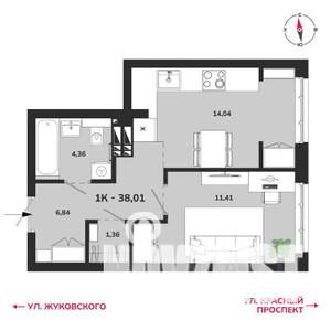 1-к квартира, вторичка, 38м2, 7/25 этаж