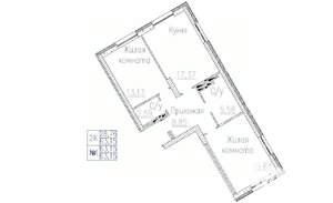 2-к квартира, строящийся дом, 63м2, 1/24 этаж