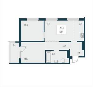 3-к квартира, вторичка, 59м2, 7/17 этаж