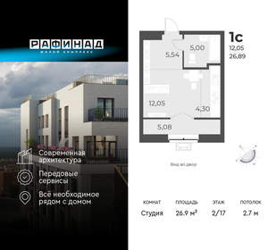 Студия квартира, вторичка, 27м2, 2/17 этаж