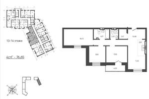 3-к квартира, вторичка, 78м2, 2/18 этаж