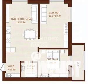 3-к квартира, вторичка, 59м2, 8/20 этаж