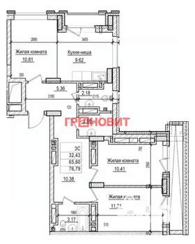 3-к квартира, сданный дом, 66м2, 29/29 этаж
