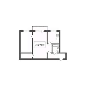 2-к квартира, вторичка, 43м2, 4/5 этаж