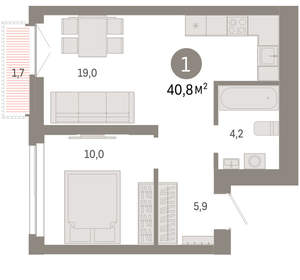 1-к квартира, вторичка, 41м2, 18/23 этаж