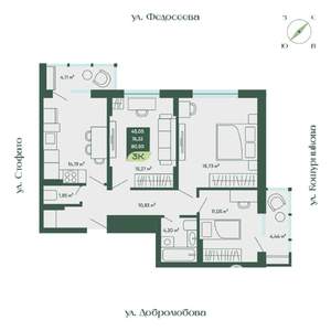 3-к квартира, строящийся дом, 81м2, 10/18 этаж